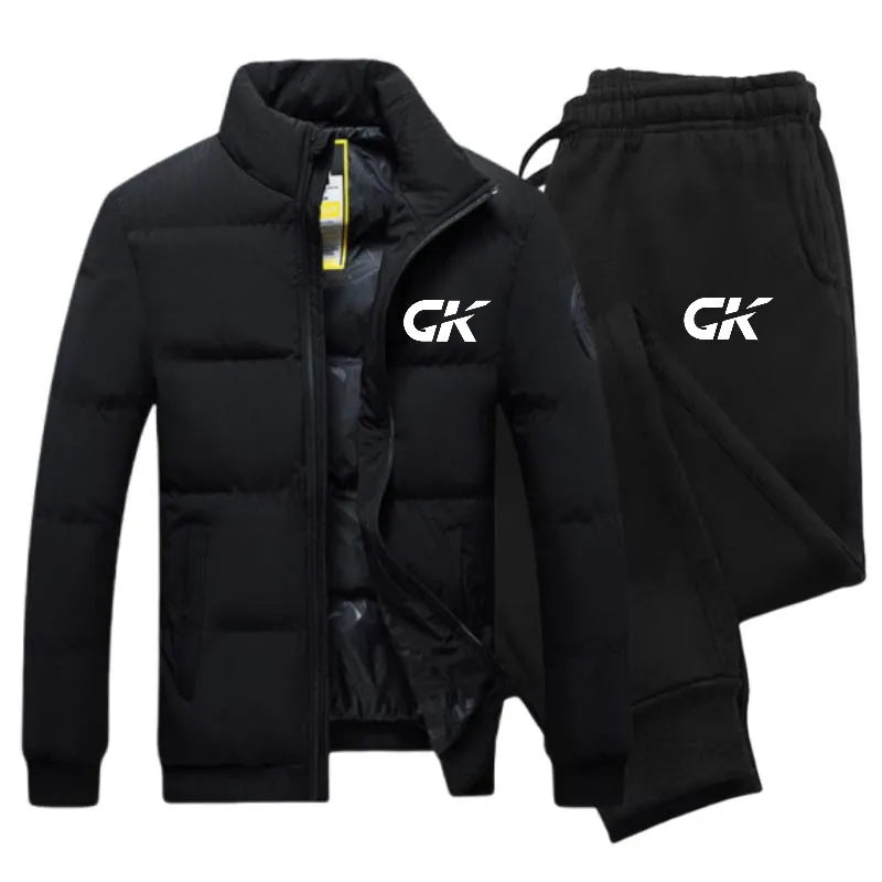 Men's Zipper Jacket Tracksuit Casual Suit + Black sweatpants 2pc