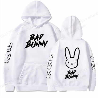 Bad Bunny Hoodies Rabbit Print Men Woman Streetwear Hip Hop Hoodie