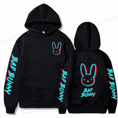 Bad Bunny Hoodies Rabbit Print Men Woman Streetwear Hip Hop Hoodie