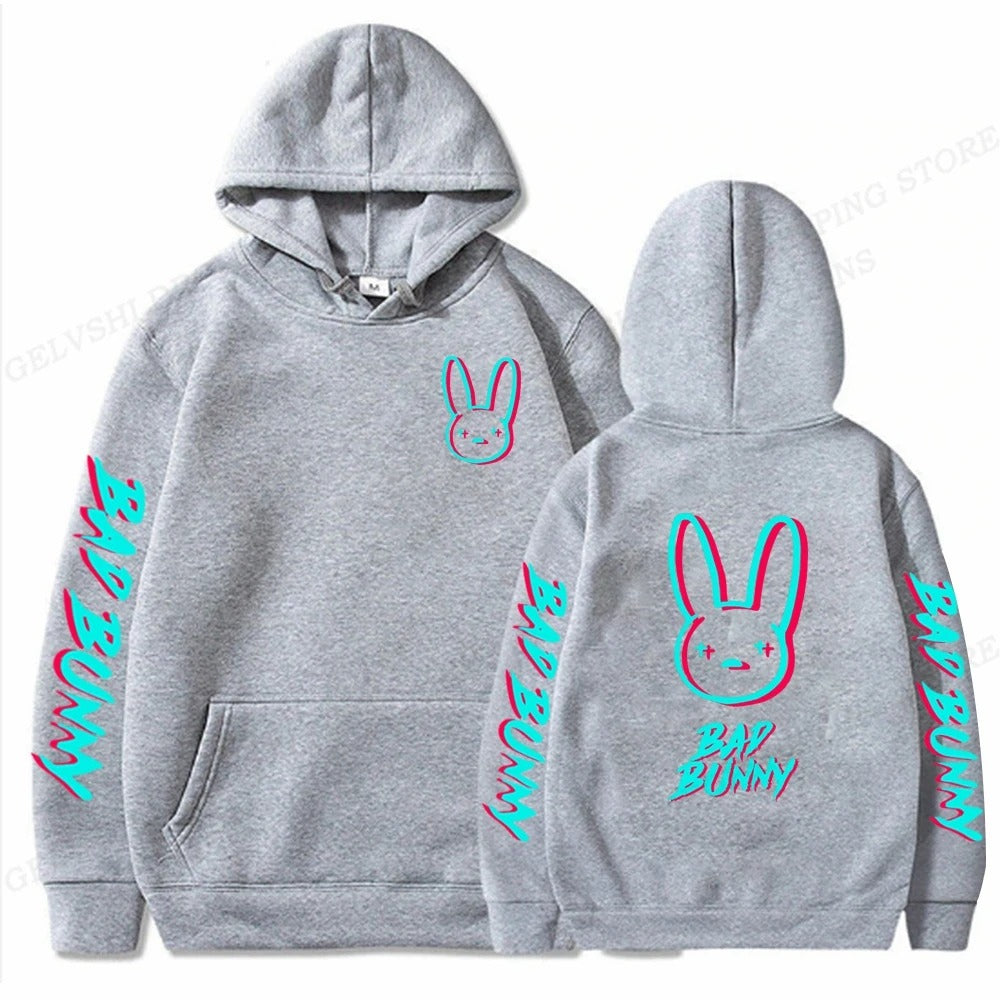 Bad Bunny Hoodies Rabbit Print Men Woman Streetwear Hip Hop Hoodie