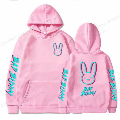 Bad Bunny Hoodies Rabbit Print Men Woman Streetwear Hip Hop Hoodie